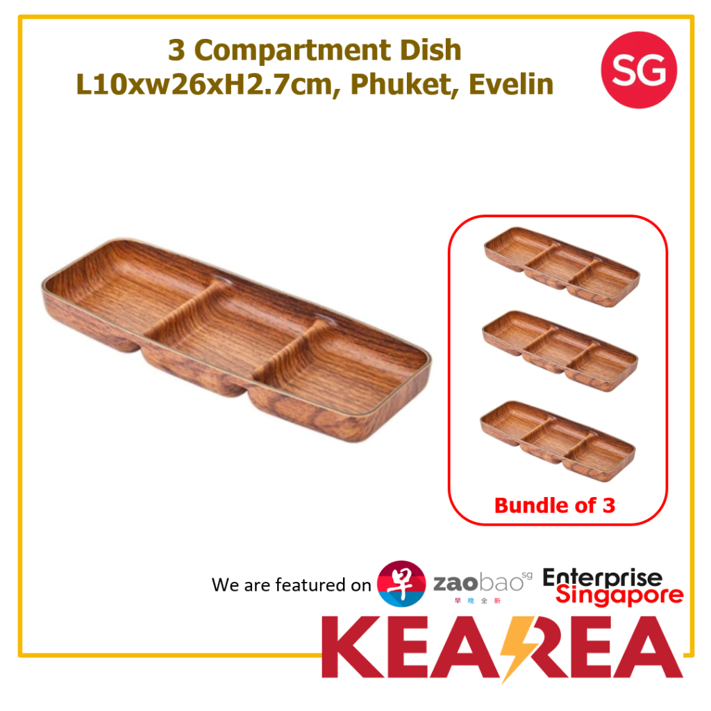 (มัด 3) Evelin 3 Spice Pukhet Souce & Snack Dish Polystyrene Hand Made Finishing - L10xW26xH2.7cm