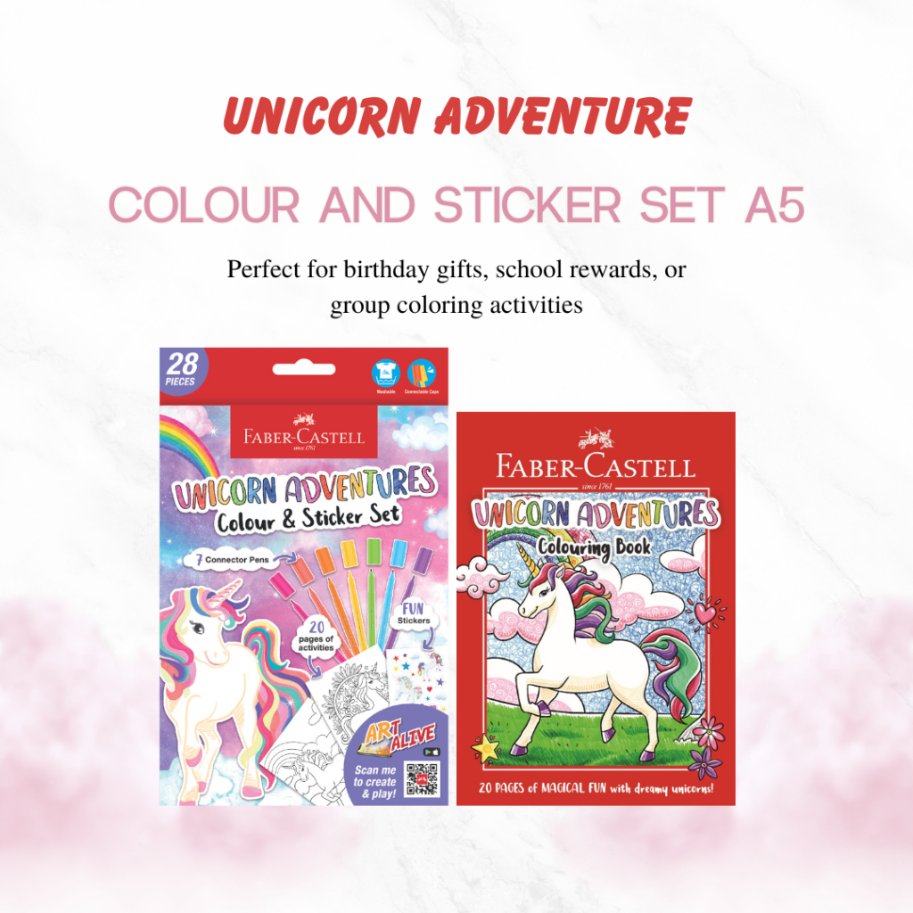 Faber Castell Unicorn Adventure Colour and Sticker Set A5 Size