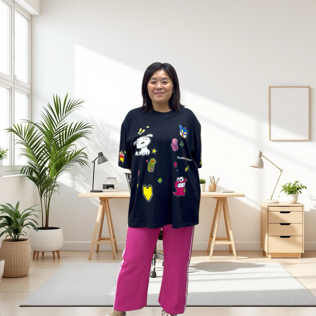 (Fits UK12-UK16) กางเกงลายทาง (มีกระเป๋า) [Velour]