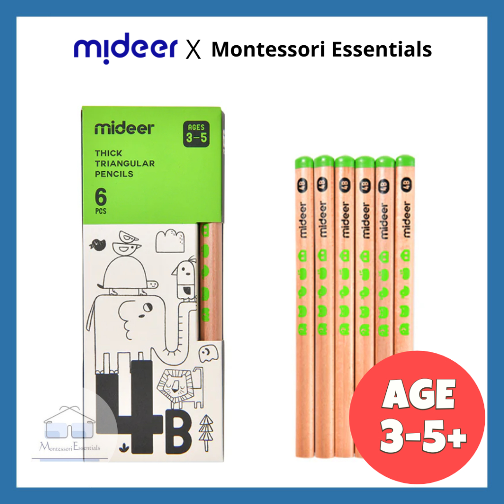 (4B Pencil) Mideer Wooden Thick Triangle Children Kids Pencil