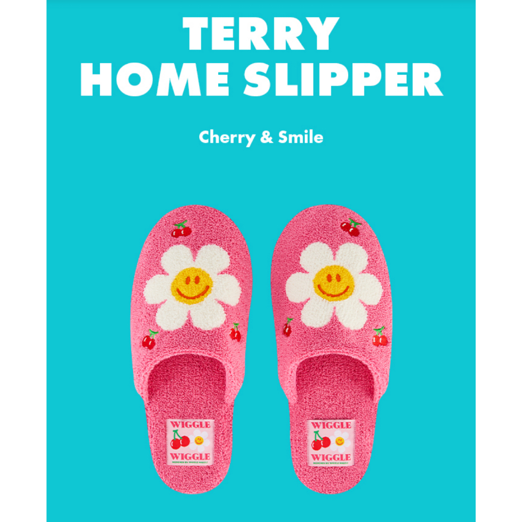 [Wiggle Wiggle]TERRY HOME SLIPPER -Cherry & Smile
