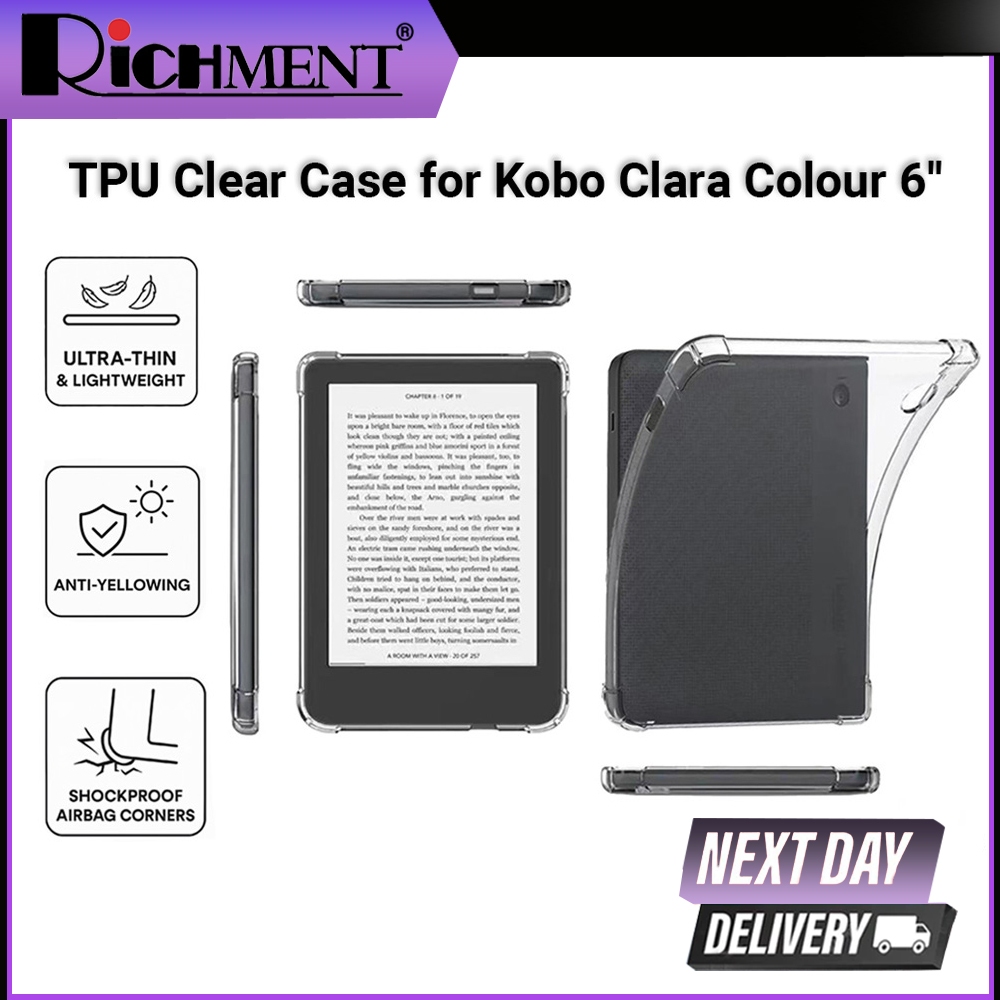 SG SELLER RICHMENT ถุงลมนิรภัยป้องกันกันกระแทก TPU Clear Case สําหรับ Kobo Libra Colour/Kobo Clara C