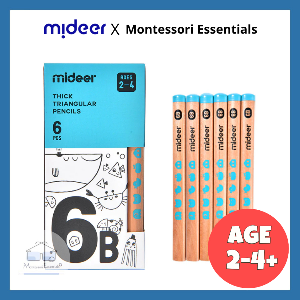 (6B Pencil) Mideer Wooden Thick Triangle Children Kids Pencil