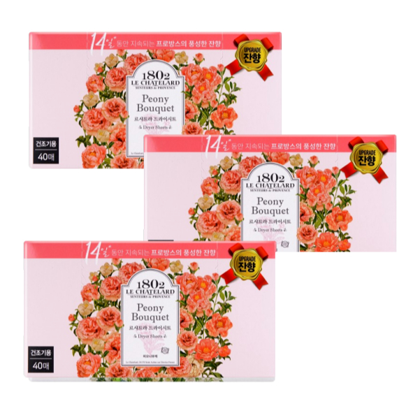 Le Chatelard Dryer Sheets – Peony Bouquet (40 แผ่น  3 กล่อง)