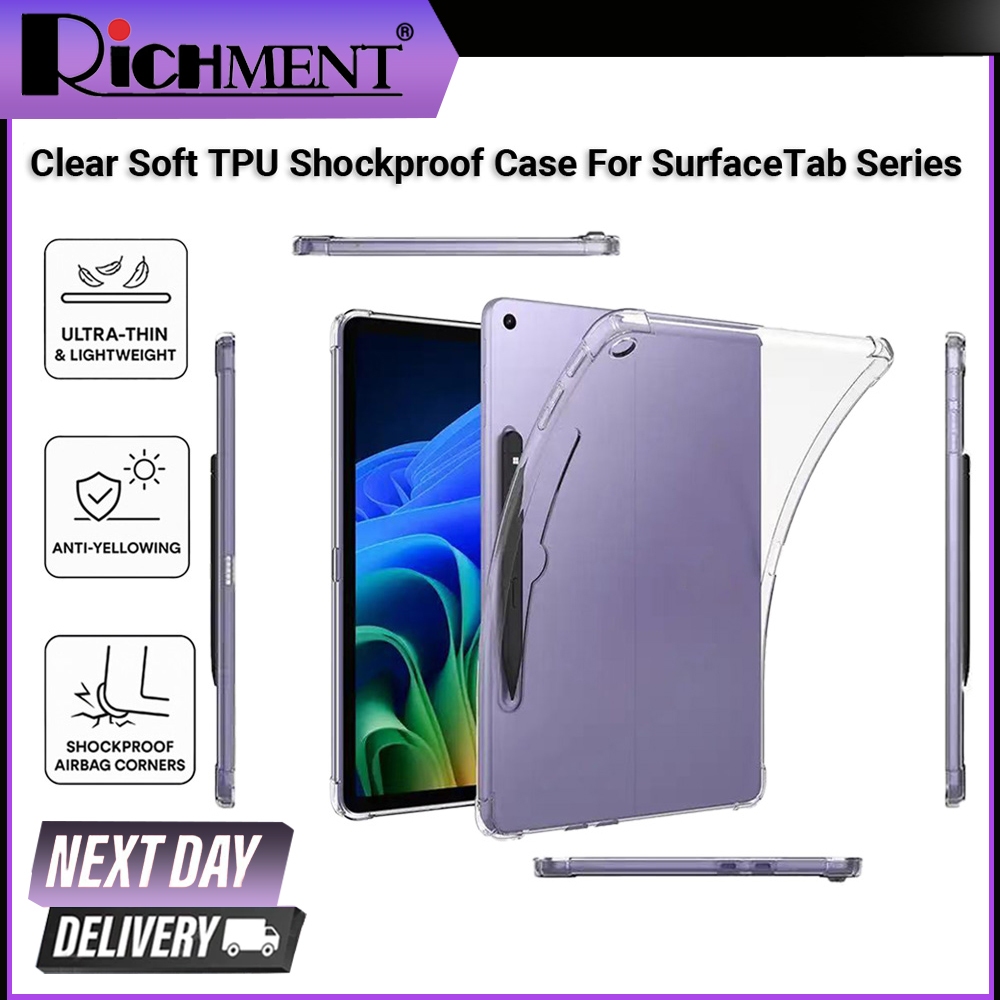 SG ยี่ห้อRICHMENT Clear Soft TPU กันกระแทกถุงลมนิรภัยสําหรับ Microsoft Surface Pro 12, 12" / Pro 8,9