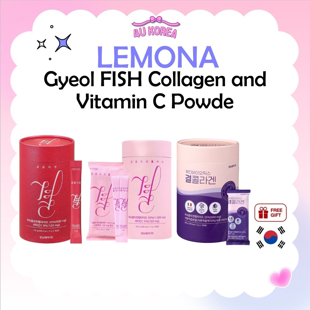LEMONA Gyeol FISH Collagen and Vitamin C Powder คอลลาเจนและผงวิตามินซี  2g * 60 packets / K-FOOD