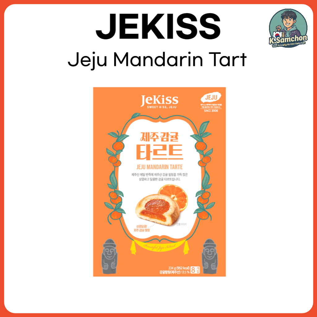JEKISS Jeju Mandarin Tarte 224g 8 ชิ้น Buckwheat Almond ขนมพรีเมี่ยมเกาหลีของขวัญปัจจุบัน