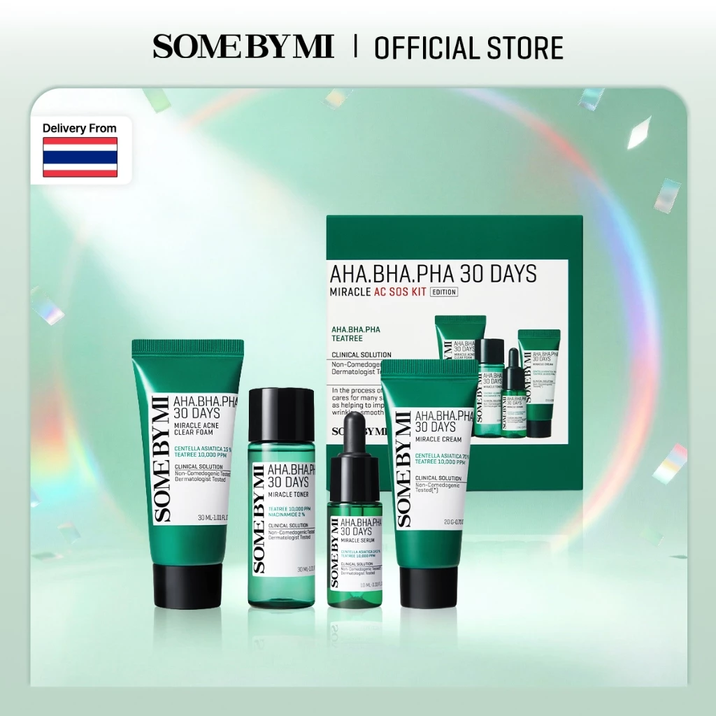 SOME BY MI AHA.BHA.PHA 30 Days Miracle AC SOS Kit [30ml+10ml+30ml+20g], ผลิตภัณฑ์ดูแลปัญหาสิว