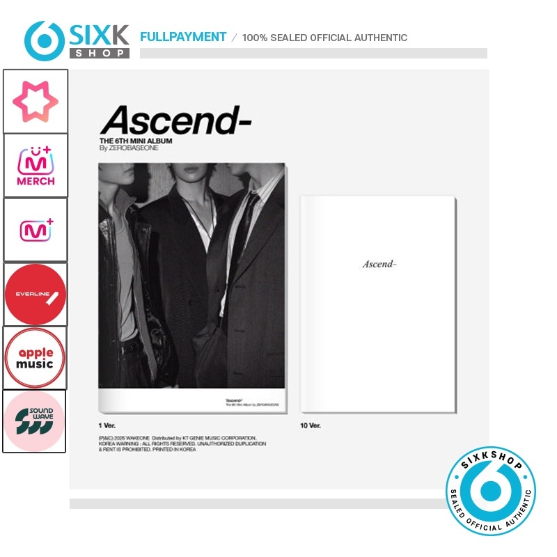 SIXKSHOP✨( LUCKYDRAW _ PHOTOBOOK ) ZEROBASEONE (ZB1) THE 6TH ALBUM [ Ascend- ]