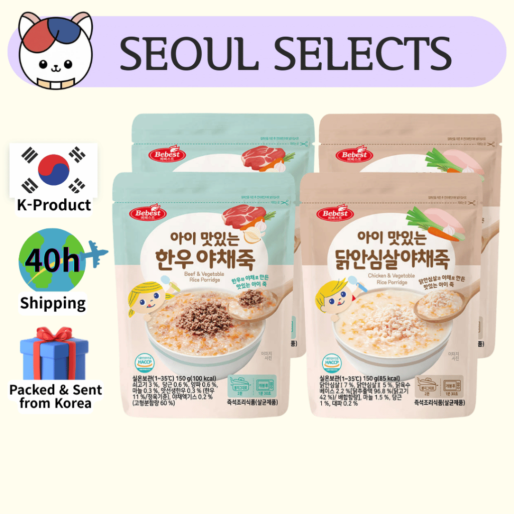 [BEBEST] โจ๊กผักเด็กเกาหลี 150g | ไก่หรือเนื้อ | อาหารสําหรับเด็กพร้อมรับประทาน
