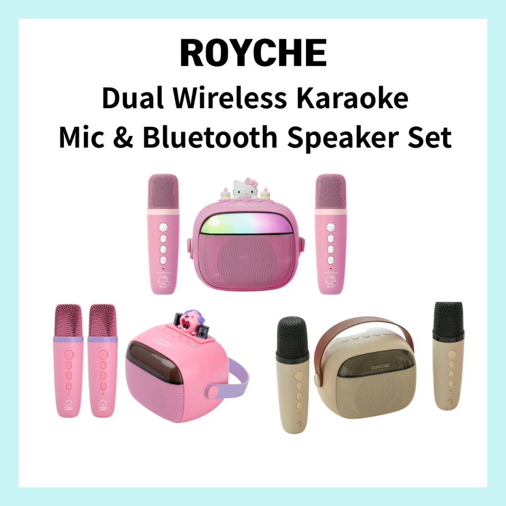 ROYCHE Dual Wireless Karaoke Mic & Bluetooth Speaker Set