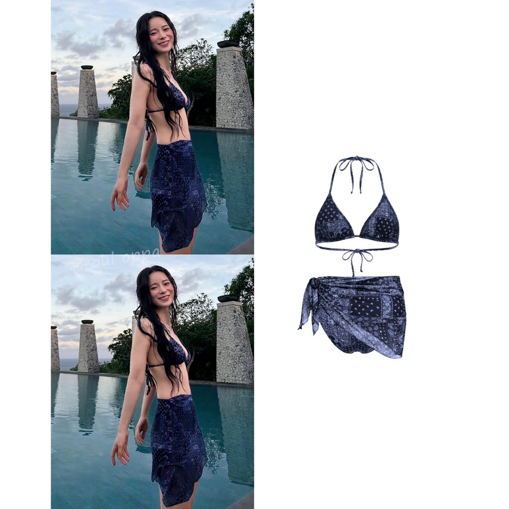 KOREA [ VIKINI VENDER ] Malibu Triangle Bikini Sarong Set / Lim Jiyeon pick ของแท้ 100%