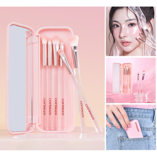CORINGCO PINK POCKET EYE BRUSH SET