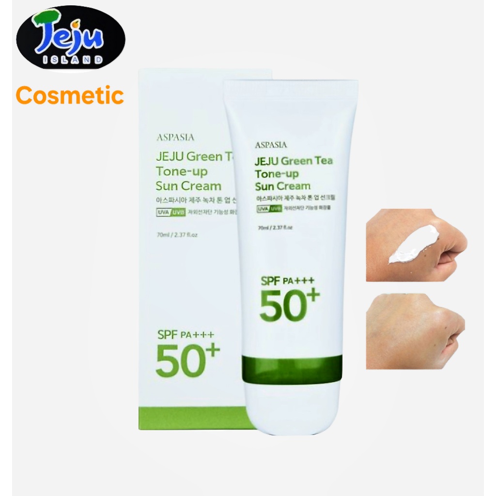 สรุปประโยชน์ของ Aspasia Jeju Green Tea ความจุขนาดใหญ่ Tone-Up Sunscreen เช่นเดียวกับชื่อผู้น่าใช้, A