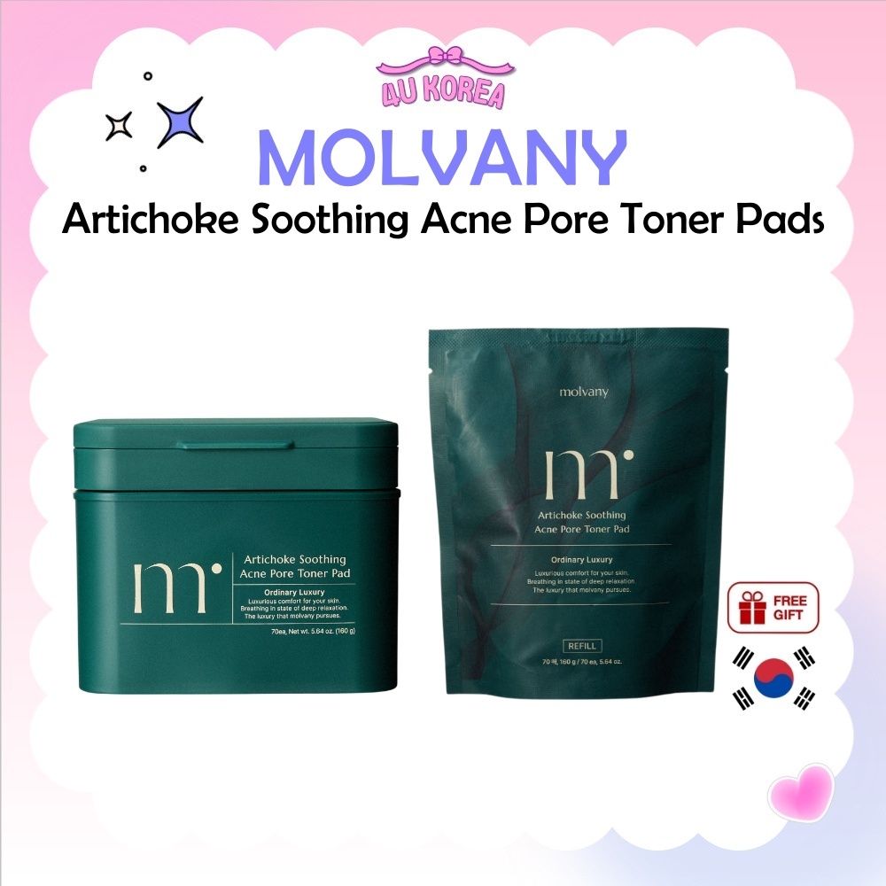 MOLVANY Artichoke Soothing Acne Pore Toner Pads – 70 แผ่น / K-BEAUTY