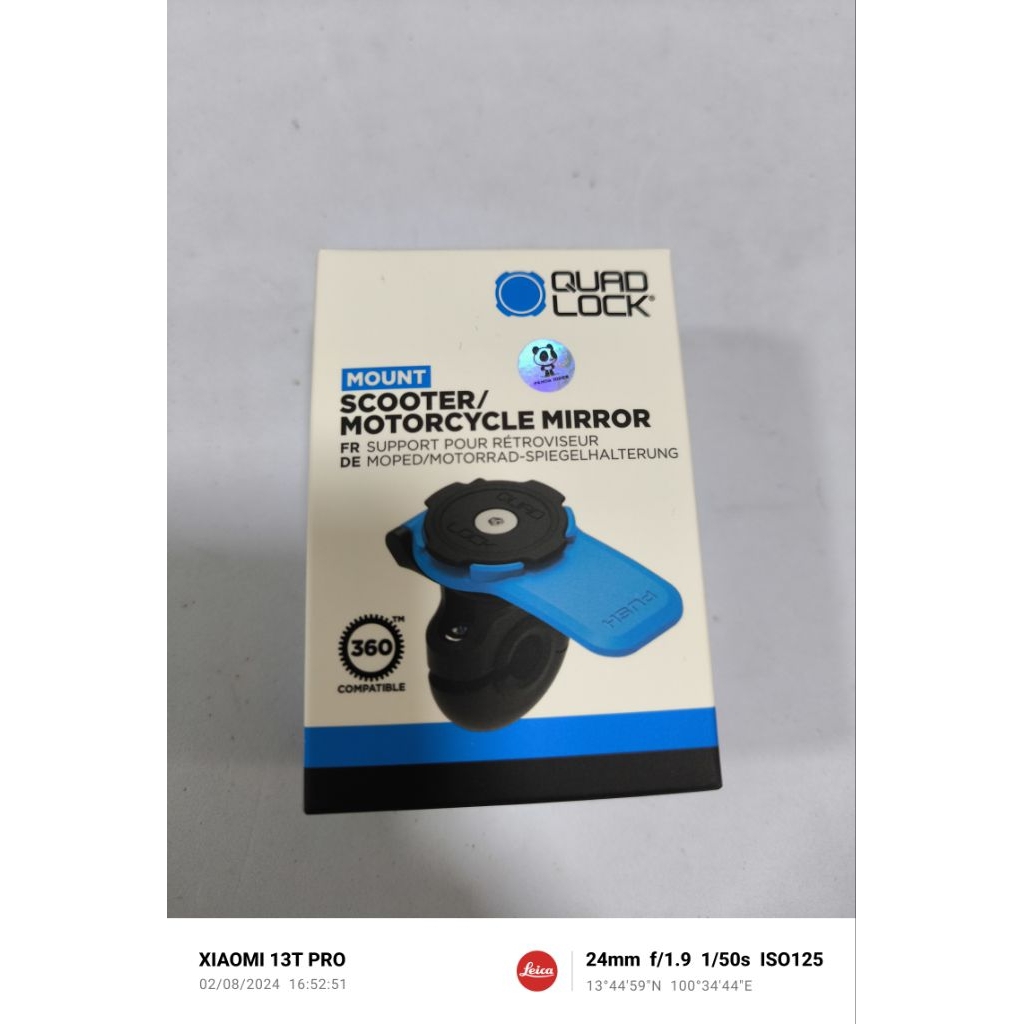 Quad Lock Mirror Mount แท่นยึดโทรศัพท์มือถือที่ ก้านกระจก QUAD LOCK Scooter / Motorcycle - Mirror Mount