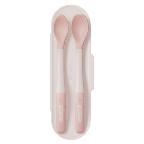 ช้อนป้อนอาหารเด็ก 2-Pack + เคสสุขอนามัย – ชุดช้อนหย่านม PP เกาหลี (4+ เดือน) [MOYUUM]