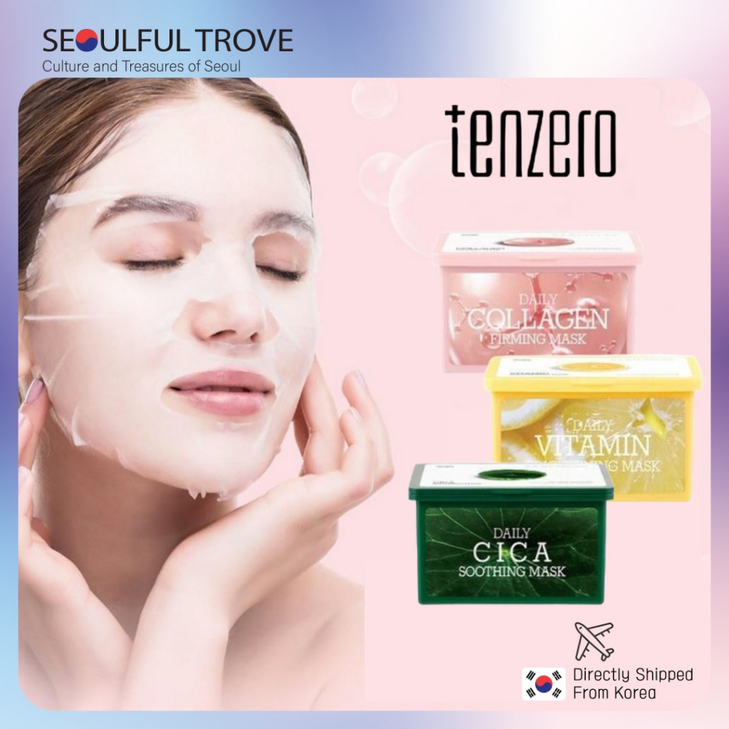 TenZero Daily Collagen Perming Mask 30 แผ่น / Daily Mask / ผ้าเซลลูโลสผัก