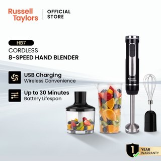 Russell Taylors Cordless Battery Hand Blender Food Processor HB7 (Wireless, USB-C)
