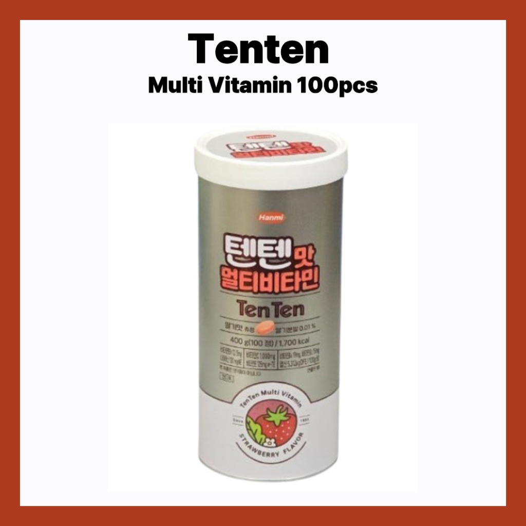 [KOREA] TenTen Chewable Multi Vitamin Strawberry Flavor 100pcs - วิตามินเทนเทน บำรุงกระดูก 100 เม็ด