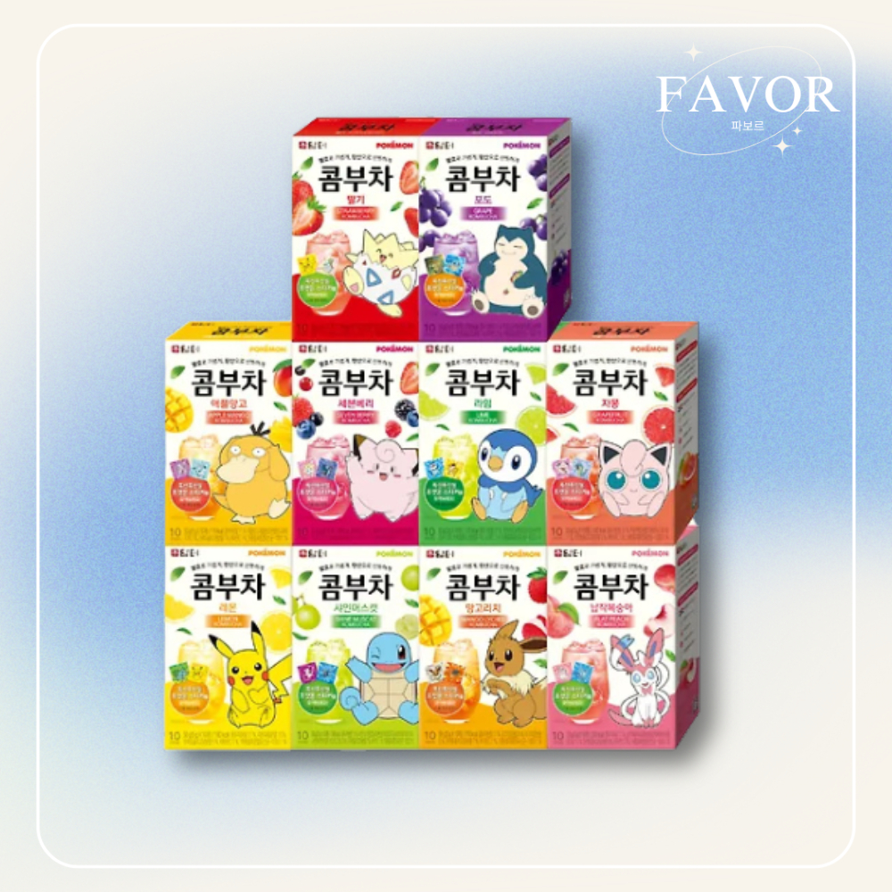 Kombucha Limited Edition Pokemon Kombucha Tea - Lemon/Apple Mango/Lime/Flat peach/Seven Berry/เกรปฟร