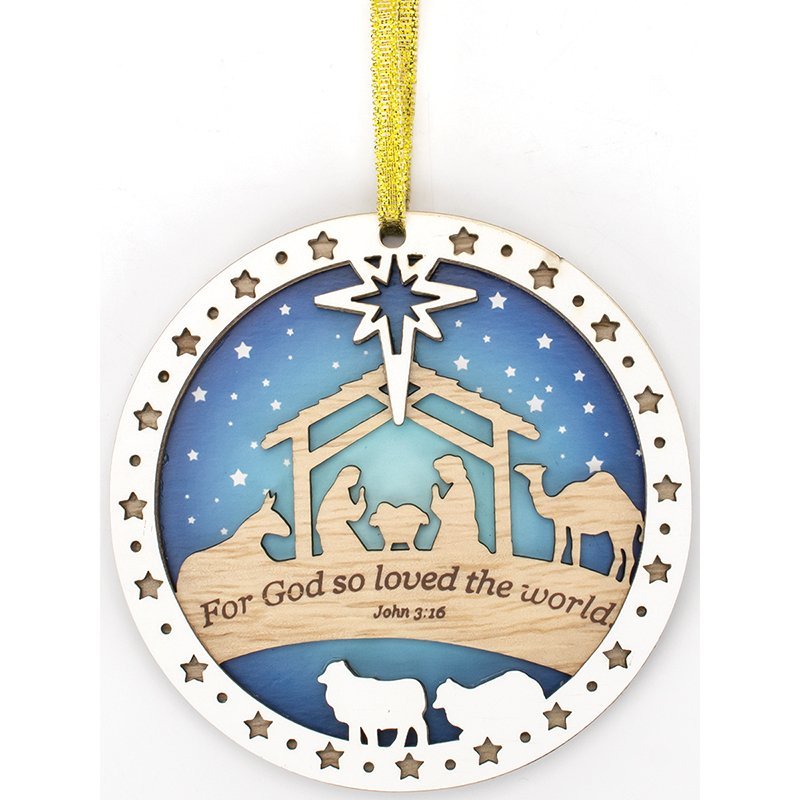 John 3:16 Laser Cut Wood Ornament Decor