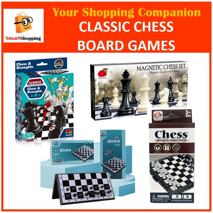 ST Magnetic Chess & Checkers Chess Game เกมกระดานพับได้ Magnetic & Non-magnetic Portable Classic Boa
