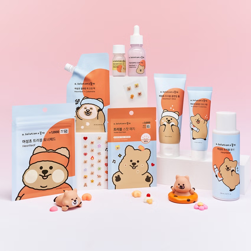 A-Solution Heartleaf Calamine Soothing Line x Kkkka Edition Cream โทนเนอร์ โฟมล้างหน้า เซรั่ม แอมพูล แพทช์ แพ็ค แผ่น