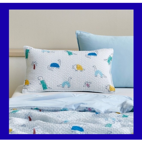 [เด็ก] 3DoC Super Cool Crayon Dino Seersucker Cooling Pillow Cover 50x30 Blue