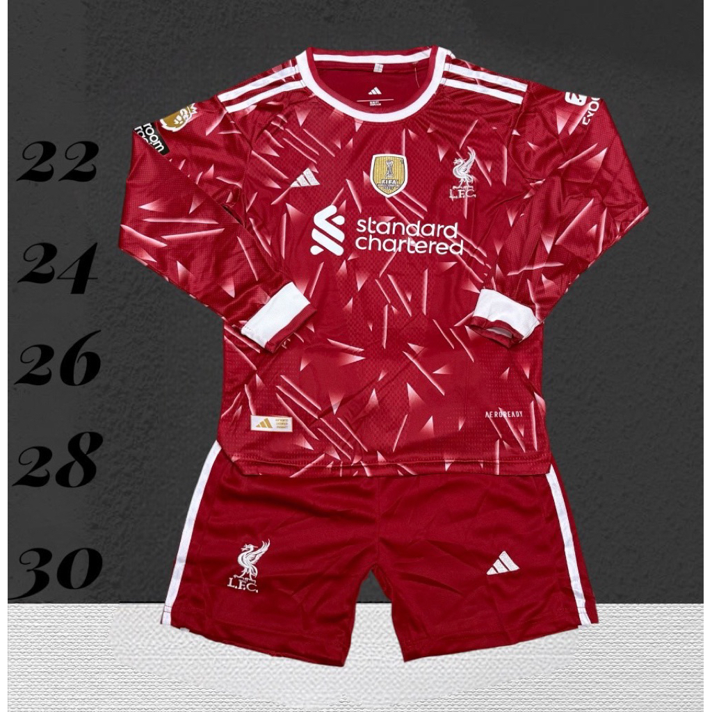 New ชุดบอลชุดกีฬาเด็กแขนยาวใหม่ล่าสุด2025/2026เสื้อพร้อมกางเกงผ้านิ่มเย็นใส่สบายราคาถูก