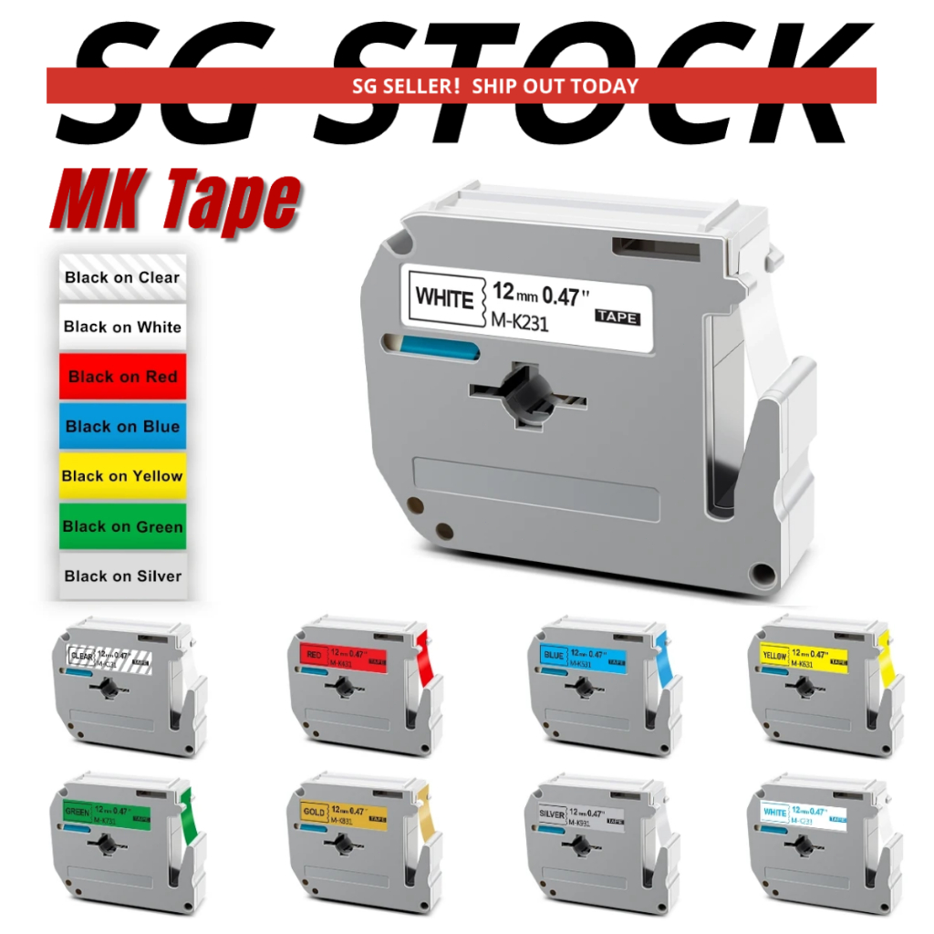 เทปฉลาก Brother MK สําหรับ PT-65/PT-100/PT-110/PT-M95/PT-M110/PT-70/PT-80/PT-90/PT-85 เครื่องพิมพ์ฉล