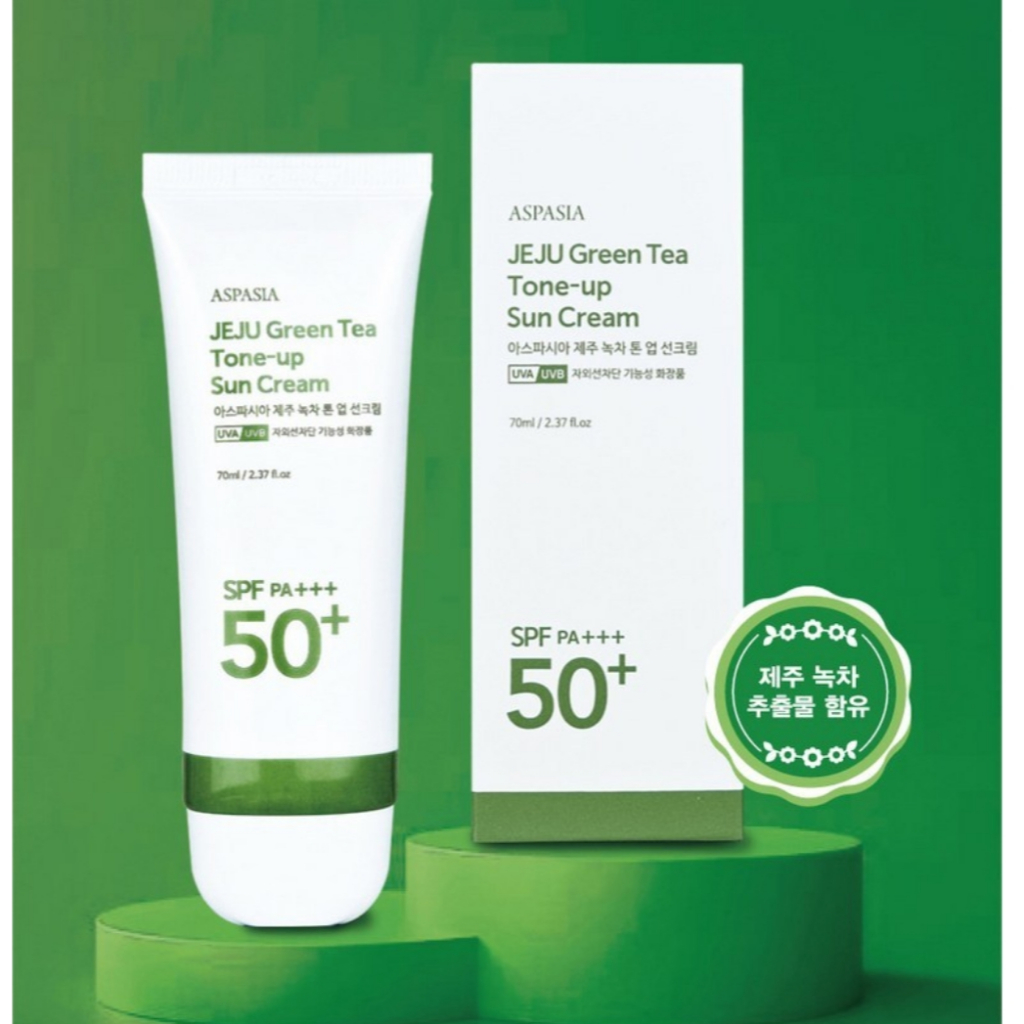 สรุปประโยชน์ของ Aspasia Jeju Green Tea ครีมกันแดดโทนอัพความจุขนาดใหญ่