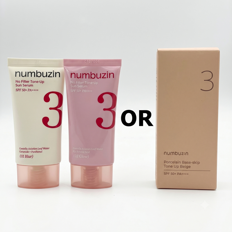 [NUMBUZIN] No.3 Porcelain Base-skip Tone Up Beige 50ml / Renewal No.3 No Filter Tone Up Sun Serum SPF50+ PA++++ 3 Option