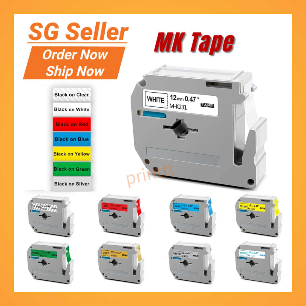 เทปฉลาก Brother MK เข้ากันได้กับ PT-M95•PT-M110•PT-M100•PT-45•PT-55•PT-60•PT-70•PT-80•PT-90•PT-100•P