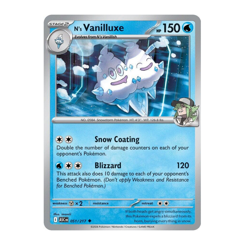 Pokemon - Ns Vanilluxe 51 Card (Ascended Heroes)