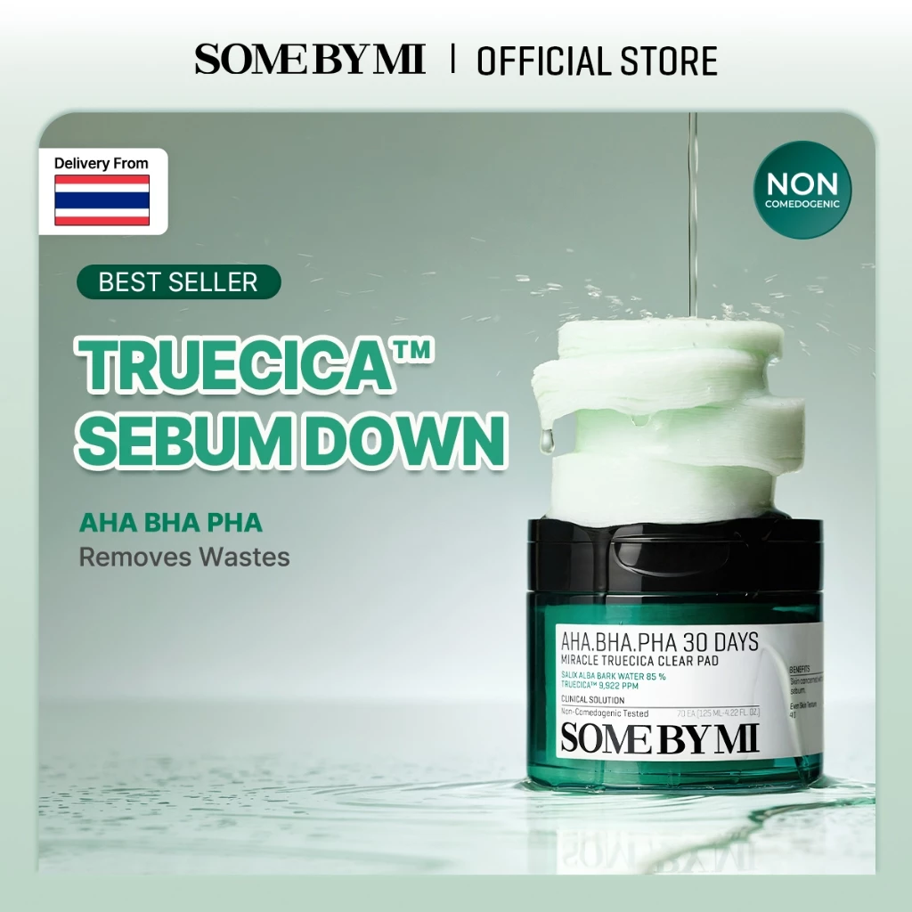 SOME BY MI AHA.BHA.PHA 30 Days Miracle Truecica Clear Pad [70ea,125ml], ช่วยผลัดเซลล์ผิวที่เสื่อมสภาพอย่างอ่อนโยน, ควบคุมความมันส่วนเกินเพื่อผิวสมดุล