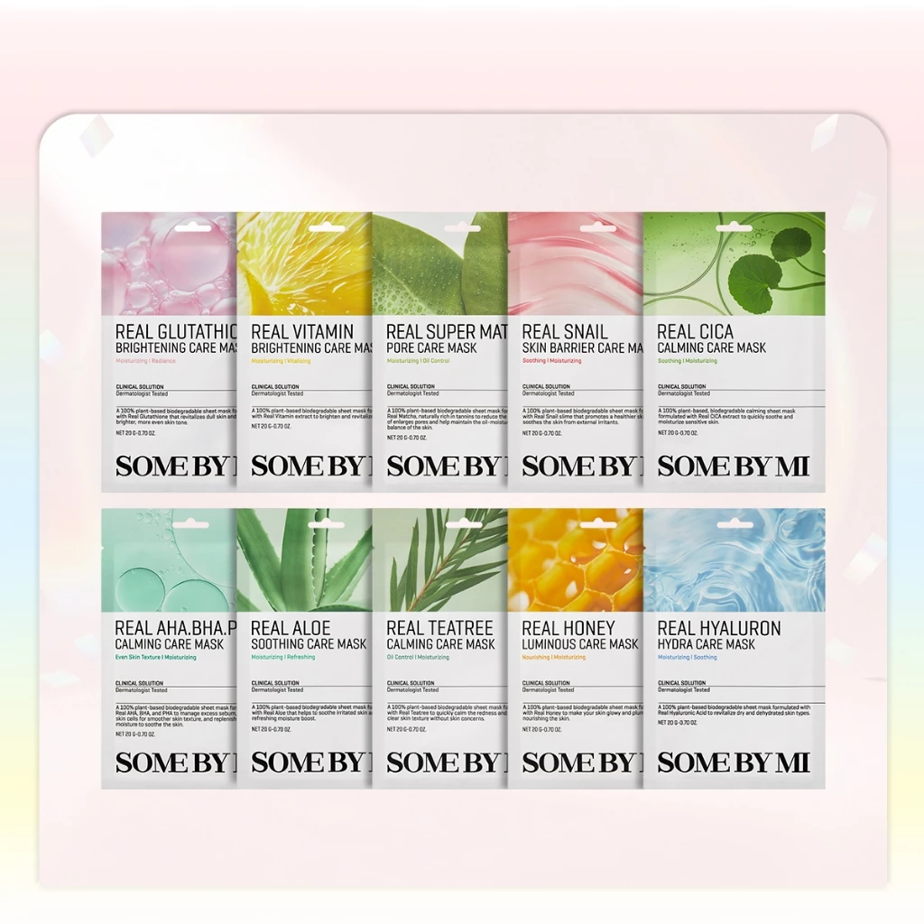 SOME BY MI Real Mask [20g*10ea], แผ่นมาสก์เอสเซนส์, ผ่านการรับรองวีแกน