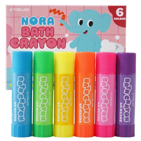 สีเทียนอาบน้ําเด็ก 6 สี | ดินสอสีวาดห้องน้ําปลอดสารพิษล้างทําความสะอาดได้สําหรับเด็กวัยหัดเดิน | KC 