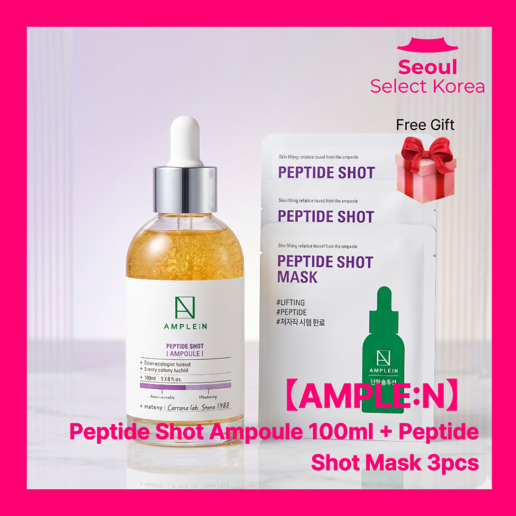 AMPLE:N Peptide Shot Ampoule 100ml + Peptide Shot Mask 3pcs Hydrating Skincare Set