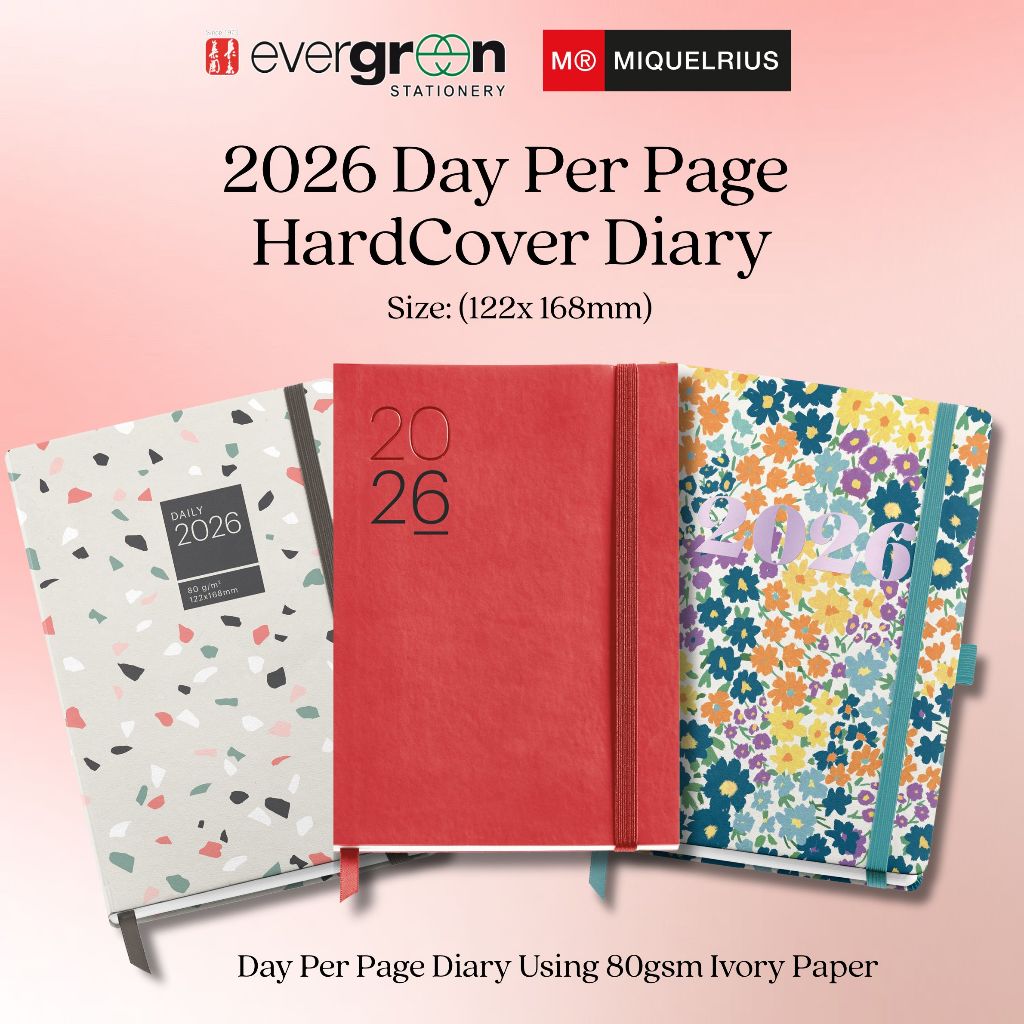 [SG] APLI MIQUELRIUS 2026 122x168mm Day To Page HardCover Diary [Evergreen Stationery]