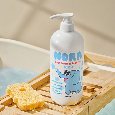 [Dabbley] NORA Baby Body Wash & Shampoo 1L · Mild-Acidic Low-Irrtation All-in-One Cleanser · กลิ่นแป