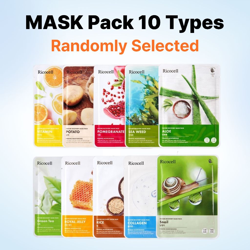Ricocell Nature Recovery Mask Pack 1 ชิ้นสุ่มประเภท K-Beauty Sheet Mask