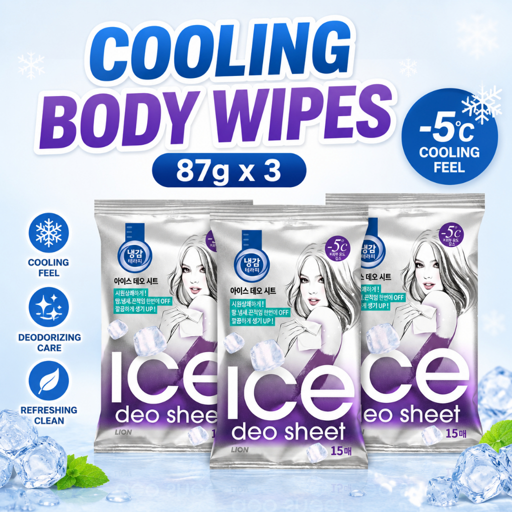 LIONCooling Body Wipes 87g x3 Deo Sheet for Summer Care