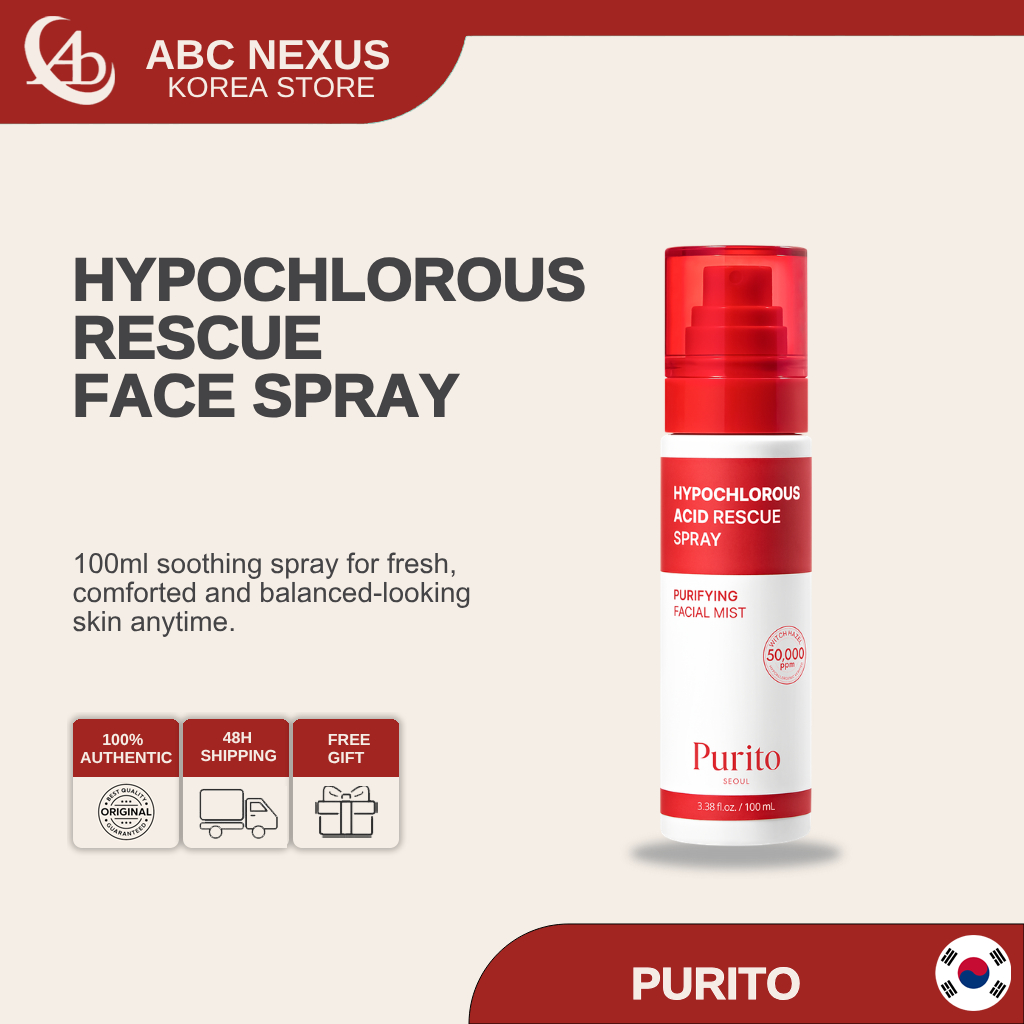 Purito Seoul Hypochlorous Acid Rescue Spray 100ml | เกาหลี ซูทติ้ง เฟเชียล มิสท์ | HOCl + สเปรย์รีเฟ