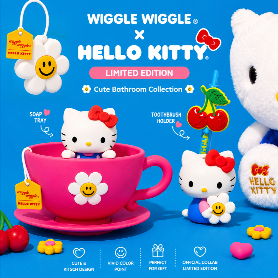 [รุ่นจํากัด] Wiggle Wiggle X Hello Kitty – คอลเลกชันอารมณ์ห้องน้ําที่น่ารัก