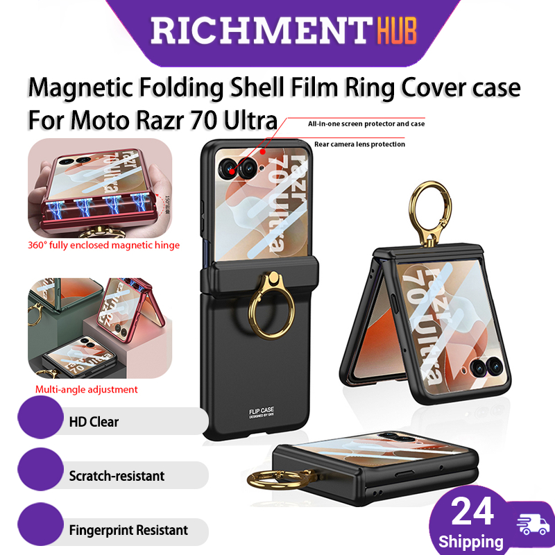 SG 24H SHIP สําหรับ Motorola Razr 70 Ultra / 60 Ultra กรณีแม่เหล็กพับเปลือกฟิล์มแหวนกันกระแทกกันชน F