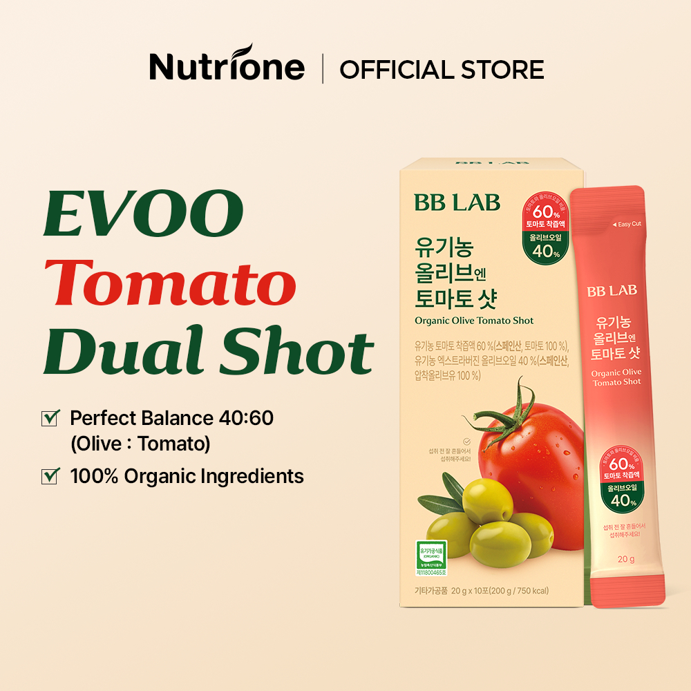 NUTRIONE BB LAB ออร์แกนิก มะกอกและมะเขือเทศ ดับเบิลช็อต 40:60  Olibly Organic EVOO Olive Tomato Dual Shot (20g x 10 แท่ง)