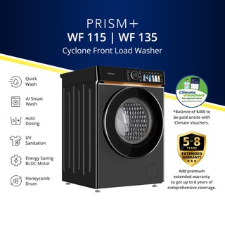 PRISM+ Cyclone Washer WF 115 / WF135 | Front Load Washer 11.5kg / 13.5kg [WF115 - Arrives in Late July]