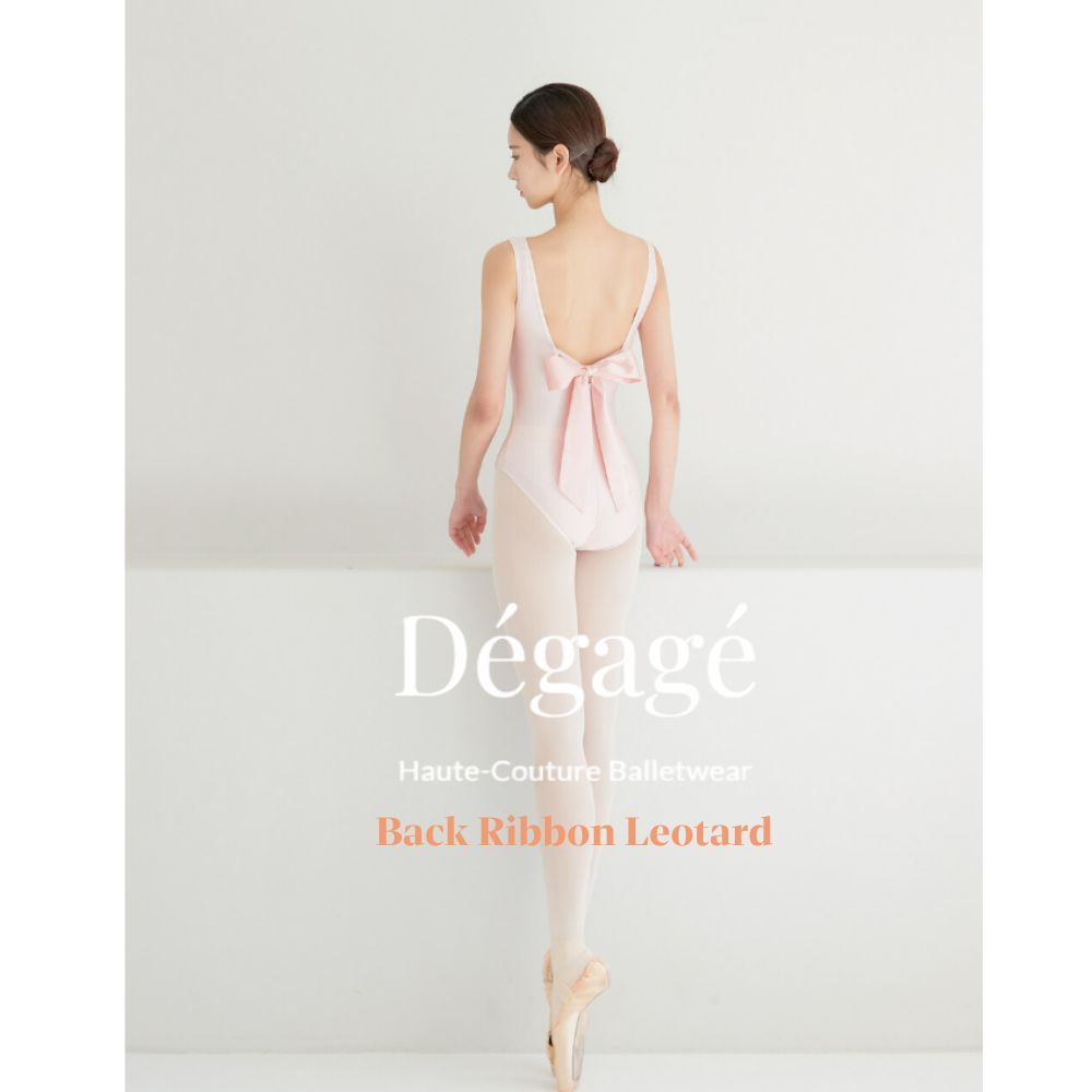 [K-style]Dégagé Pearl Back Ribbon Leotard,เกาหลีPremium Ballet Leotard,Luxury Ballet Leotard,Elegant