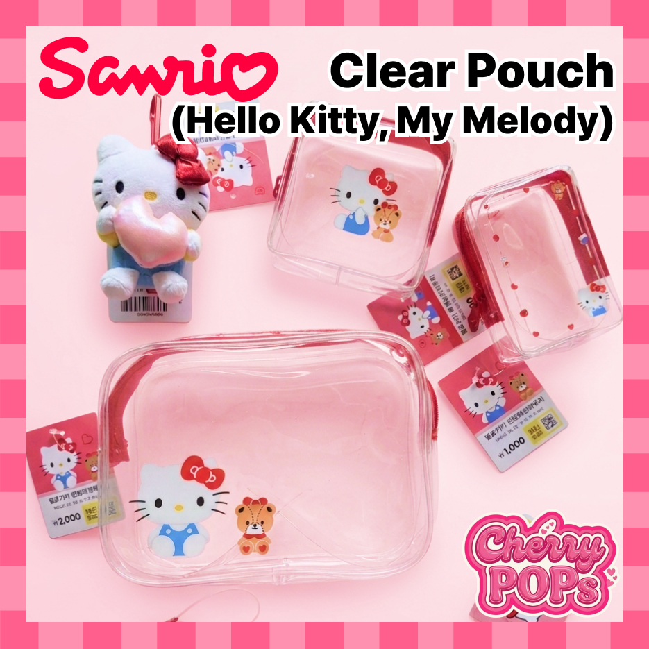 [DAISO KOREA] New Arrival Sanrio Clear Pouch Collection | Hello Kitty & My Melody กระเป๋าเดินทางจัดระเบียบเครื่องสําอางแบบใส | ส่งจากเกาหลี